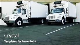  Presentation with distribution - Beautiful slides featuring cargo at warehouse distribution center backdrop and a dark gray colored foreground