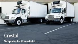  Presentation with distribution - Presentation theme featuring cargo at warehouse distribution center background and a dark gray colored foreground