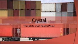  Presentation with semi trucks - PPT theme enhanced with cargo being loaded onto semi background and a red colored foreground