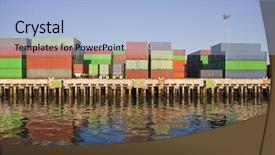  Presentation with cargo - Amazing PPT theme having cargo containers and dockside trailers backdrop and a light blue colored foreground