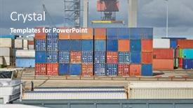  Presentation with terminal - Slide set featuring cargo-containers-loaded-on-ships background and a mint green colored foreground