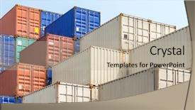  Presentation with docks - Amazing slide set having cargo containers stack backdrop and a mint green colored foreground