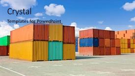  Presentation with cargo - Presentation theme enhanced with cargo containers background and a light blue colored foreground