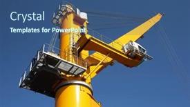  Presentation with blue sky - PPT theme consisting of cargo-crane-on-blue-sky background and a ocean colored foreground
