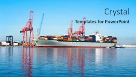  Presentation with cargo transportation - PPT layouts with cargo-freighter-with-colorful-cargo background and a light blue colored foreground