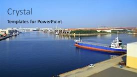  Presentation with cargo ship - Cool new slides with cargo-hold-japan-coastal-ship backdrop and a light blue colored foreground