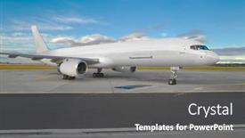  Presentation with cargo plane - Audience pleasing PPT theme consisting of cargo-plane-at-an-airport backdrop and a dark gray colored foreground