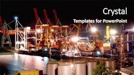  Presentation with cargo - Presentation theme enhanced with logistics platform - cargo port at night background and a black colored foreground