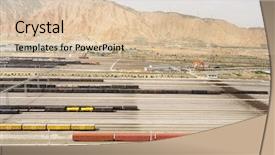  Presentation with railway cargo - Colorful slide set enhanced with cargo railway station near rocky backdrop and a lemonade colored foreground