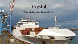  Presentation with cargo ship - Presentation design with cargo ship at dock background and a light gray colored foreground