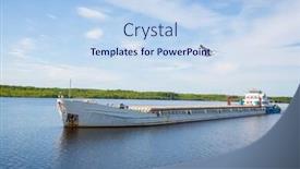  Presentation with seagull - Beautiful presentation theme featuring cargo ship goes on the river svir river and flying seagull karelia russia backdrop and a light blue colored foreground