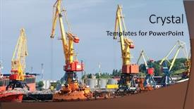  Presentation with cargo ship - Cool new PPT layouts with cargo ship in industrial port backdrop and a  colored foreground