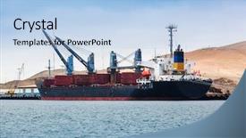  Presentation with port - Theme consisting of cargo ship in port paracas background and a light blue colored foreground