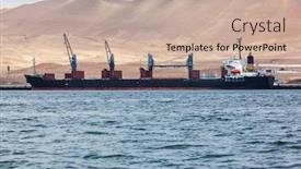  Presentation with cargo ship - Audience pleasing presentation design consisting of cargo-ship-in-port-paracas backdrop and a soft green colored foreground