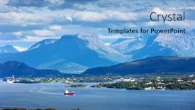  Presentation with cargo ship - Presentation theme with cargo-ship-in-the-bay background and a light blue colored foreground