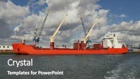  Presentation with cargo ship - Cool new PPT theme with cargo ship in the port backdrop and a dark gray colored foreground