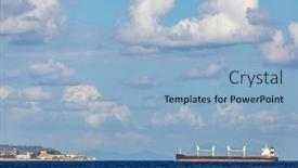  Presentation with strait - Audience pleasing presentation theme consisting of cargo-ship-nearby-capo-peloro backdrop and a light blue colored foreground