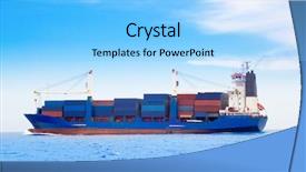  Presentation with deep blue - Colorful slide set enhanced with cargo ship with containers backdrop and a light blue colored foreground