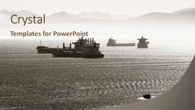  Presentation with cargo ship - Slide deck consisting of cargo ship with mountain silhouette in sea background and a sky blue colored foreground