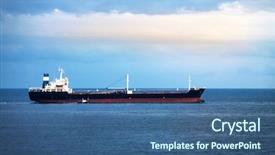  Presentation with container ship - Colorful presentation design enhanced with cargo ship backdrop and a ocean colored foreground