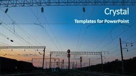  Presentation with transportation traffic - Colorful PPT theme enhanced with cargo shippment stations - railroad traffic lights and infrastructure backdrop and a ocean colored foreground
