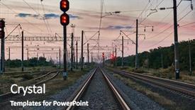  Presentation with transportation traffic - PPT layouts with cargo shippment stations - railroad traffic lights and infrastructure background and a dark gray colored foreground