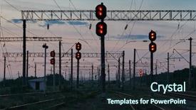  Presentation with transportation traffic - Slides enhanced with cargo shippment stations - railroad traffic lights and infrastructure background and a wine colored foreground