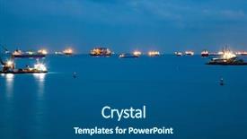  Presentation with tanker ship - Presentation theme with cargo ships at night background and a dark gray colored foreground