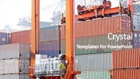  Presentation with cargo - Amazing theme having cargo ships sea - containers backdrop and a coral colored foreground