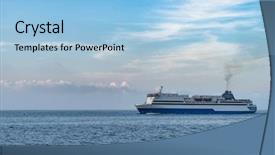  Presentation with ocean ship - Slide set featuring cargo ships sea - industrial ship cruising on bohai background and a light blue colored foreground
