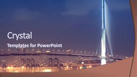  Presentation with terminal - Theme with cargo terminal and bridge of hong kong china background and a ocean colored foreground