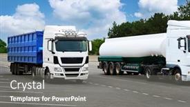  Presentation with cargo transportation - Amazing theme having cargo-transportation-concept-two-trucks backdrop and a gray colored foreground