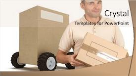  Presentation with cargo - Slide set with cargo truck - messenger delivering a parcel background and a lemonade colored foreground