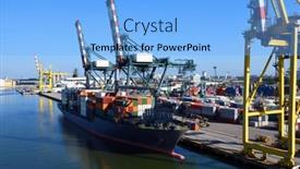  Presentation with container terminal - PPT layouts having cargo-vessel-at-port-container background and a light blue colored foreground
