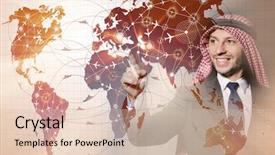  Presentation with air cargo - Amazing PPT layouts having cargo vessels cargo flights - arab businessman in air travel backdrop and a  colored foreground