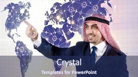  Presentation with air - Audience pleasing presentation design consisting of cargo vessels cargo flights - arab businessman in air travel backdrop and a navy blue colored foreground