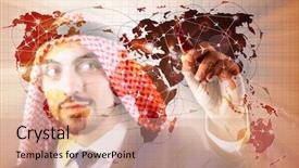  Presentation with air - Slide set featuring cargo vessels cargo flights - arab businessman in air travel background and a  colored foreground