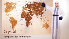  Presentation with travel concept silhouette - Cool new PPT theme with cargo vessels cargo flights - arab businessman in air travel backdrop and a  colored foreground