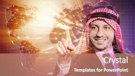  Presentation with air - Slide deck consisting of cargo vessels cargo flights - arab businessman in air travel background and a coral colored foreground