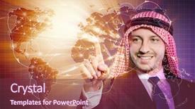  Presentation with world travel - PPT layouts featuring cargo vessels cargo flights - arab man in world travel background and a  colored foreground