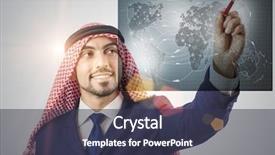  Presentation with world travel - Beautiful PPT theme featuring cargo vessels cargo flights - arab man in world travel backdrop and a tawny brown colored foreground