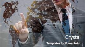  Presentation with transportation - Theme enhanced with cargo vessels cargo flights - businessman in air transportation concept background and a  colored foreground