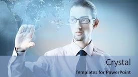  Presentation with transportation air balloon flying - Colorful PPT layouts enhanced with cargo vessels cargo flights - businessman in air transportation concept backdrop and a  colored foreground