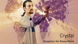  Presentation with transportation - Colorful slide deck enhanced with cargo vessels cargo flights - businessman in air transportation concept backdrop and a  colored foreground