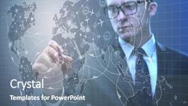  Presentation with transportation air balloon flying - Slide deck consisting of cargo vessels cargo flights - businessman in air transportation concept background and a  colored foreground