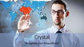  Presentation with transportation - Slides having cargo vessels cargo flights - businessman in air transportation concept background and a  colored foreground