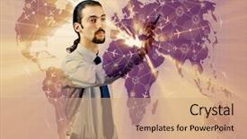  Presentation with transportation air balloon flying - Beautiful PPT theme featuring cargo vessels cargo flights - businessman in air transportation concept backdrop and a coral colored foreground