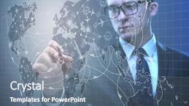  Presentation with cargo transportation - PPT theme having cargo vessels cargo flights - businessman in world transportation concept background and a  colored foreground