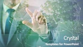  Presentation with facts and myths concept word - Theme consisting of cargo vessels cargo flights - businessman in world transportation concept background and a seafoam green colored foreground