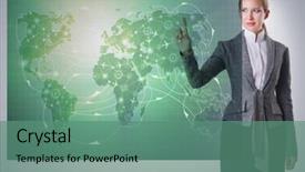  Presentation with transportation air balloon flying - Theme with cargo vessels cargo flights - businesswoman in air transportation concept background and a  colored foreground